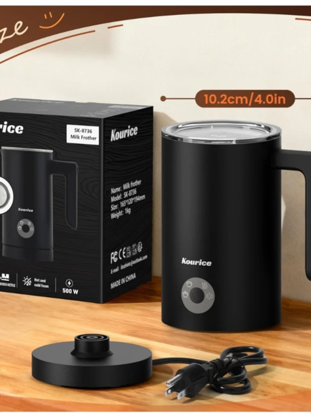 4 In 1 Electric Milk Frother - Matte Black